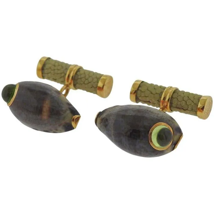 Trianon Gold Shell Peridot Cufflinks Trianon PreStyled Sets