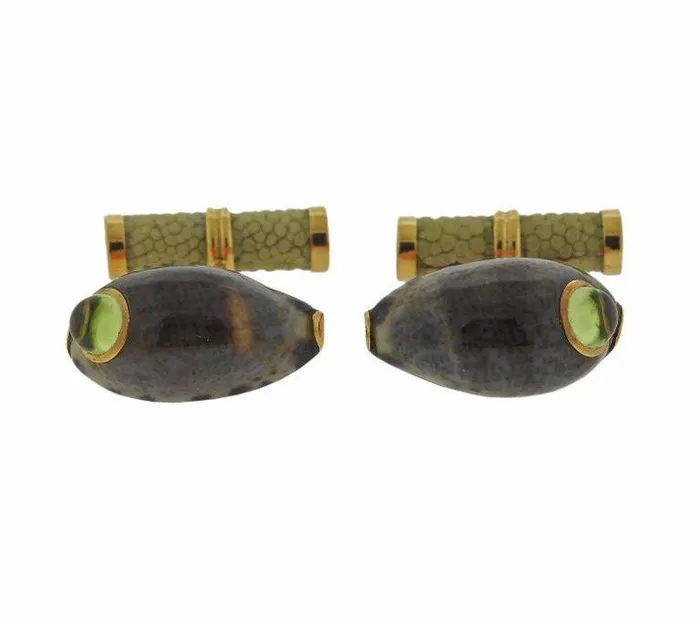 Trianon Gold Shell Peridot Cufflinks Trianon PreStyled Sets