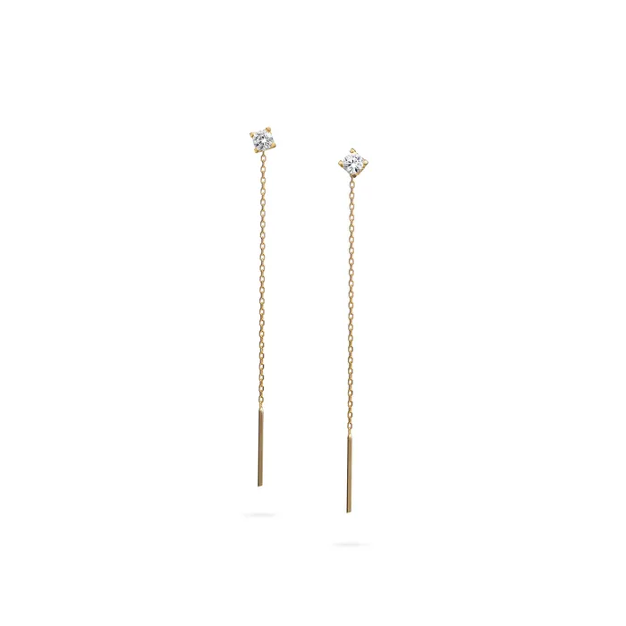 Womens Gold Dangle Earrings with Sparkling Zircon Sense Gold Bright Senso Gold Earrings