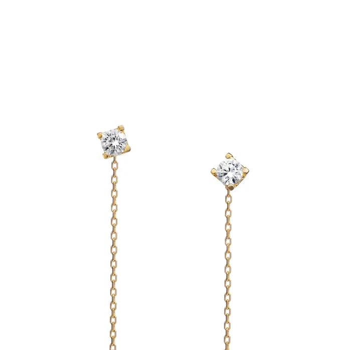 Womens Gold Dangle Earrings with Sparkling Zircon Sense Gold Bright Senso Gold Earrings