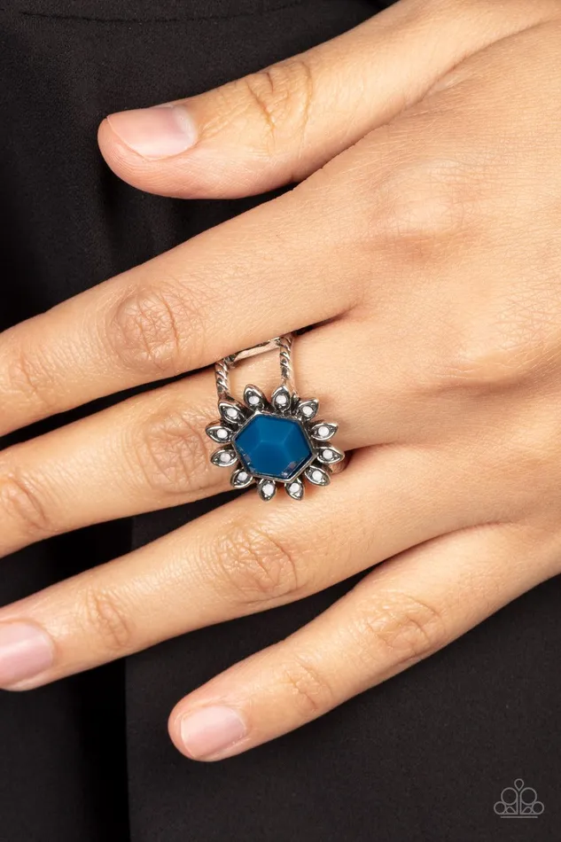 Wonderfully Wallflower Blue Ring Jewelry by Bretta Paparazzi Accessories Rings