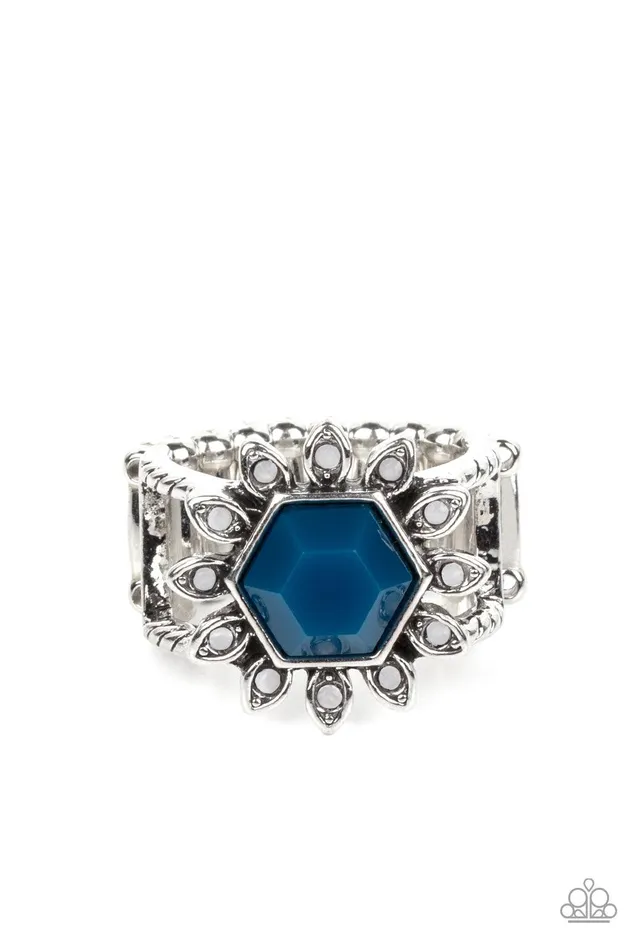 Wonderfully Wallflower Blue Ring Jewelry by Bretta Paparazzi Accessories Rings