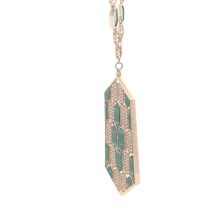 YaninaCo Jewelry Necklaces Malachite and Diamond Necklace