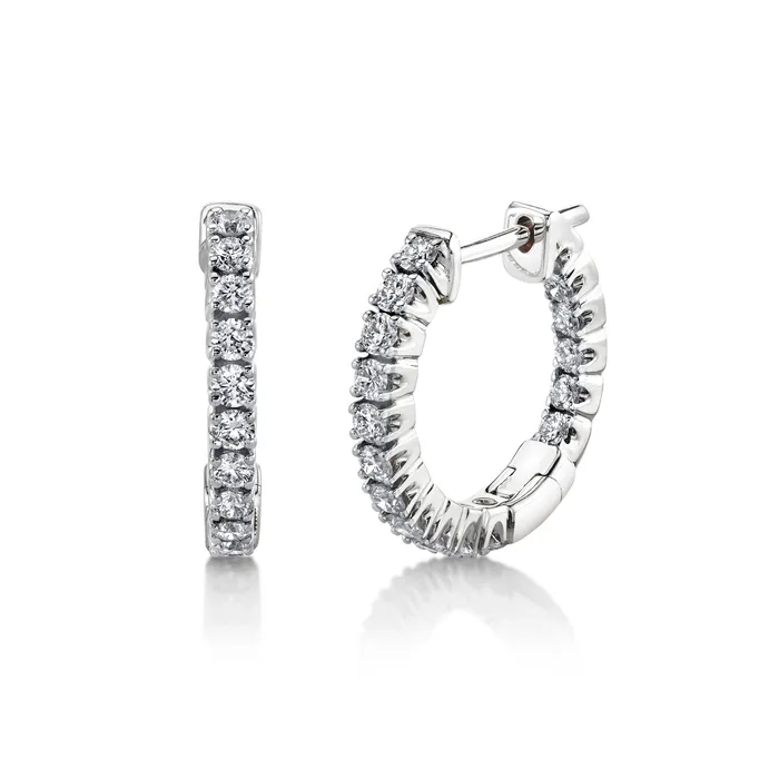 14K 082cttw VS White Diamond Inside Out 12 Hoop Earrings TVON Earrings