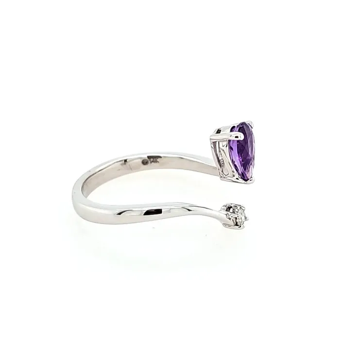 14k White Gold Amethyst Diamond Wraparound Ring I8187 LIV Rings
