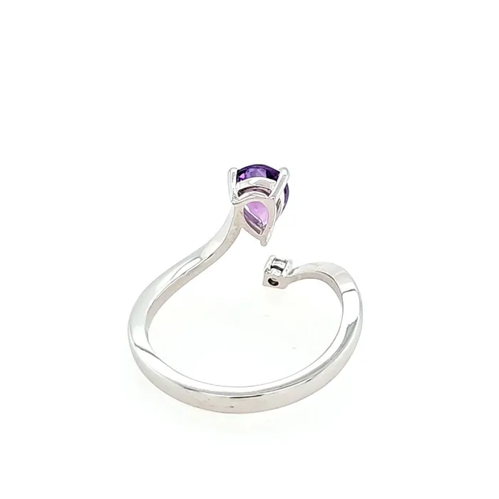 14k White Gold Amethyst Diamond Wraparound Ring I8187 LIV Rings