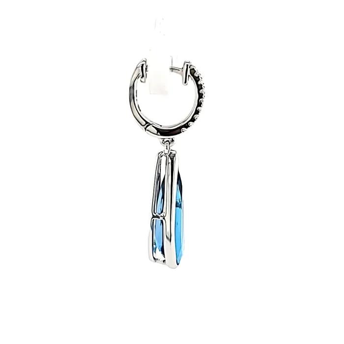 14k White Gold London Blue Topaz Diamond Hoop Dangle Earrings I8017 PeJay Earrings 14k White Gold London Blue Topaz Diamond Hoop Dangle Earrings I8017 PeJay Earrings
