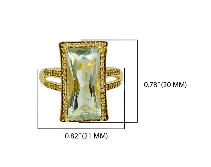 665 Ct Green Amethyst Citrine Solid 925 Sterling Silver Gold Plated Ring Jewelry YoTreasure Rings