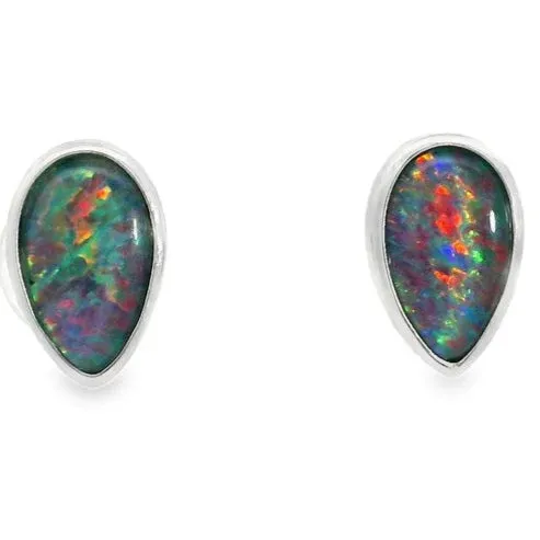 Australian Opal Cutters Australian Triplet Opal Bezel Earrings Earrings