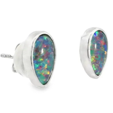 Australian Opal Cutters Australian Triplet Opal Bezel Earrings Earrings
