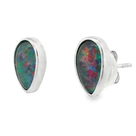 Australian Opal Cutters Australian Triplet Opal Bezel Earrings Earrings