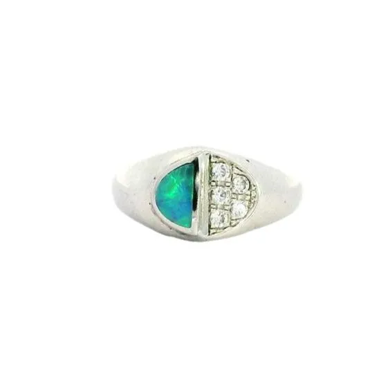 Australian Opal Doublet Ring set in Sterling Silver Australian Opal Cutters Rings Australian Opal Doublet Ring set in Sterling Silver Australian Opal Cutters Rings
