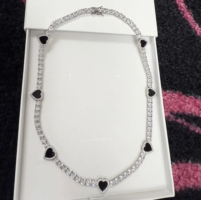 Black Hearts Tennis Necklace CharmBox Necklaces