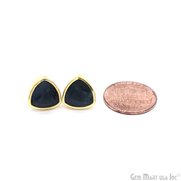 Black Onyx Trillion 11mm Gold Plated Stud Earrings GemMartUSA Earrings Black Onyx Trillion 11mm Gold Plated Stud Earrings GemMartUSA Earrings