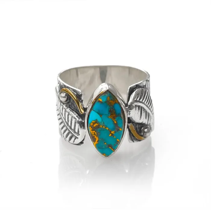 Blue Copper Turquoise Solid 925 Sterling Silver Brass Designer Ring Jewelry YoTreasure Rings Blue Copper Turquoise Solid 925 Sterling Silver Brass Designer Ring Jewelry YoTreasure Rings