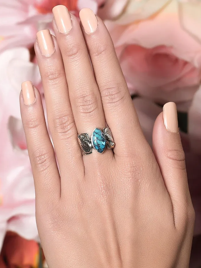 Blue Copper Turquoise Solid 925 Sterling Silver Brass Designer Ring Jewelry YoTreasure Rings