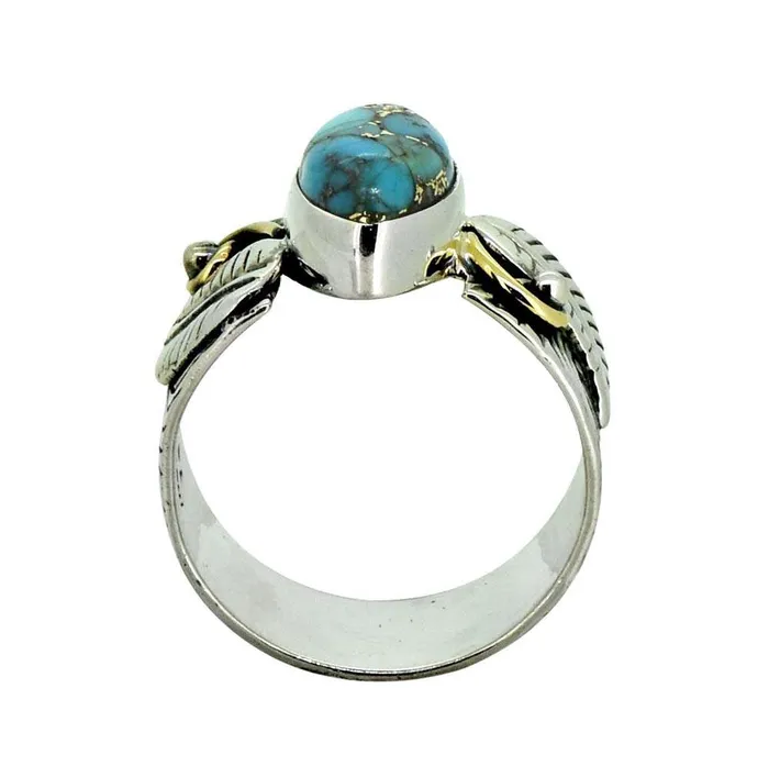Blue Copper Turquoise Solid 925 Sterling Silver Brass Designer Ring Jewelry YoTreasure Rings