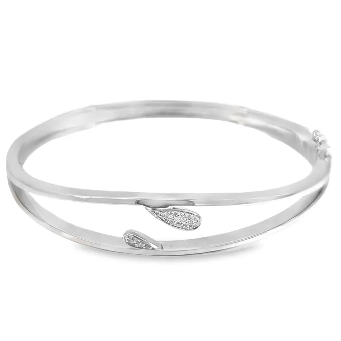 Bracelets Breuning 14k Gold Pear Shaped Pave Diamond Pods Double Band Bangle Bracelet Bracelets Breuning 14k Gold Pear Shaped Pave Diamond Pods Double Band Bangle Bracelet