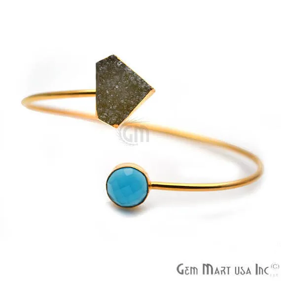 Bracelets Gold Electroplated Adjustable Gemstone with Druzy Stacking Bangle Bracelet GemMartUSA Bracelets Gold Electroplated Adjustable Gemstone with Druzy Stacking Bangle Bracelet GemMartUSA