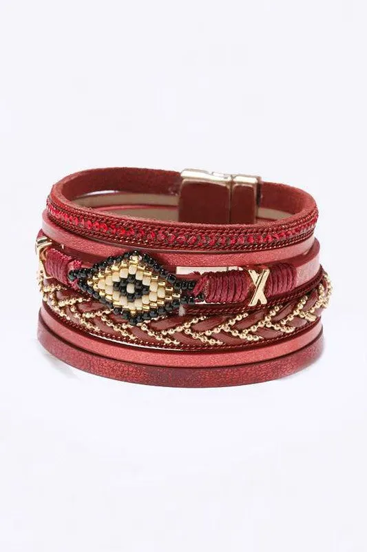 Bracelets LA Jewelry Plaza Beaded Layered Bohemian Magnetic Bracelet