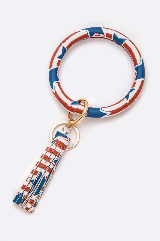 Bracelets LA Jewelry Plaza USA Printed Tassel Key Ring Bracelet