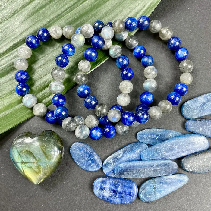 Bracelets Lily Rose Jewelry Kyanite Labradorite Duo Energy Shield Light Worker Protection Premium Collection 8mm Stretch Bracelet