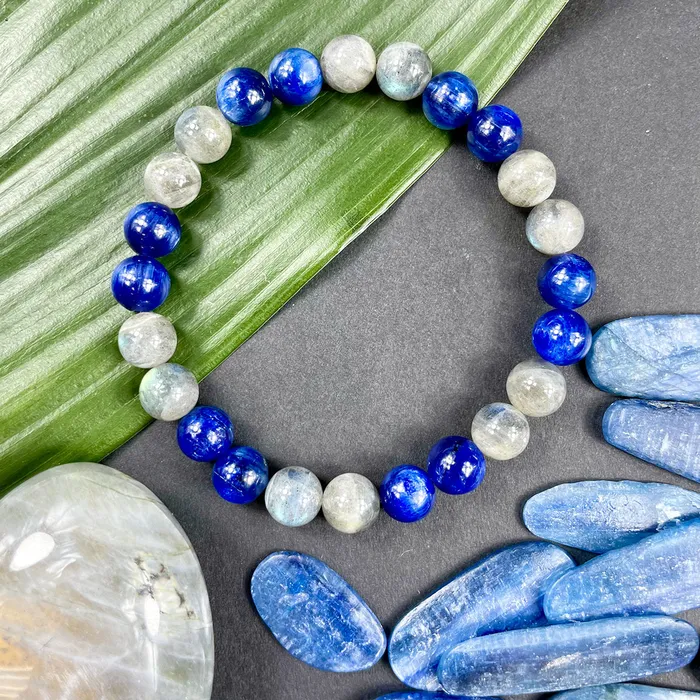 Bracelets Lily Rose Jewelry Kyanite Labradorite Duo Energy Shield Light Worker Protection Premium Collection 8mm Stretch Bracelet