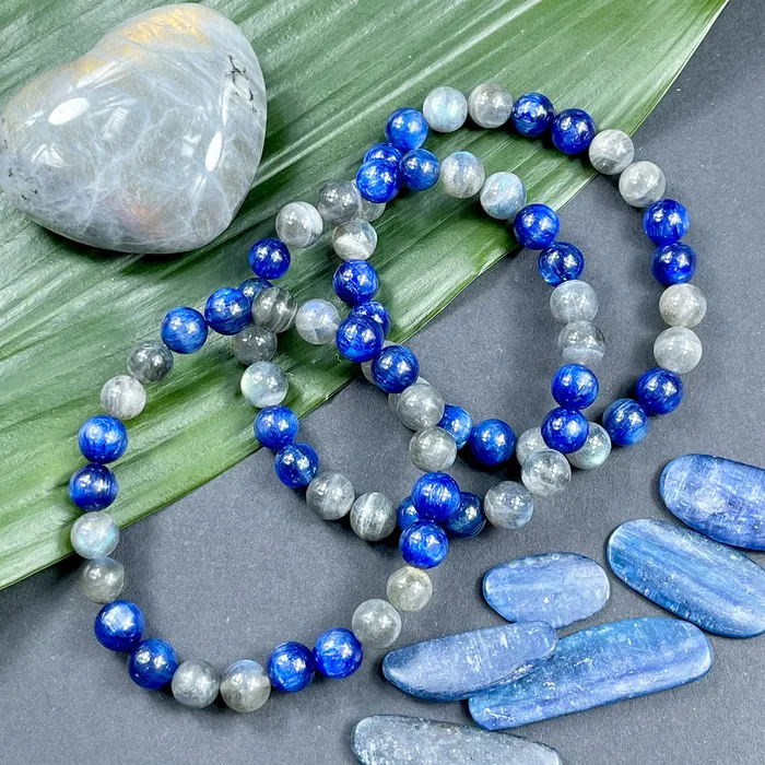 Bracelets Lily Rose Jewelry Kyanite Labradorite Duo Energy Shield Light Worker Protection Premium Collection 8mm Stretch Bracelet
