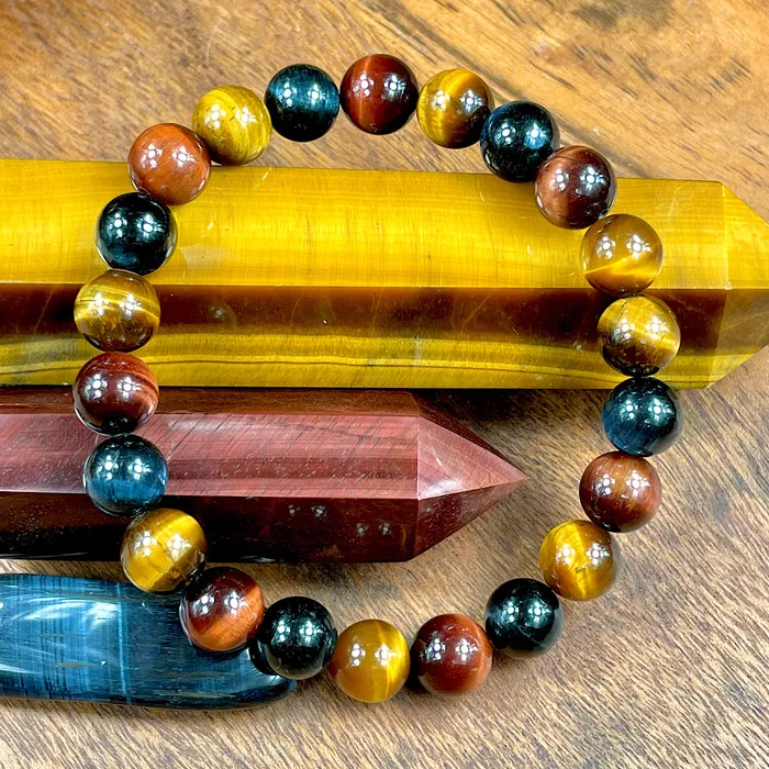 Bracelets Lily Rose Jewelry Limited Edition Triple Power Red Tigers Eye Blue Tigers Eye and Yellow Tigers Eye 8mm Stretch Bracelet Bracelets Lily Rose Jewelry Limited Edition Triple Power Red Tigers Eye Blue Tigers Eye and Yellow Tigers Eye 8mm Stretch Bracelet