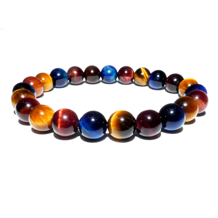Bracelets Lily Rose Jewelry Limited Edition Triple Power Red Tigers Eye Blue Tigers Eye and Yellow Tigers Eye 8mm Stretch Bracelet