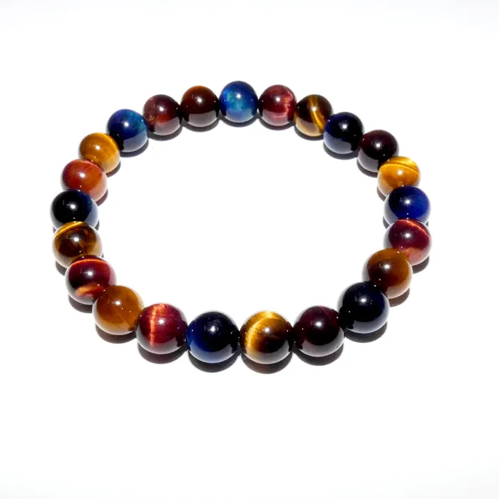 Bracelets Lily Rose Jewelry Limited Edition Triple Power Red Tigers Eye Blue Tigers Eye and Yellow Tigers Eye 8mm Stretch Bracelet