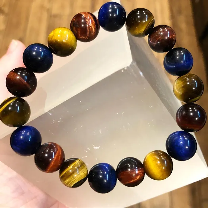Bracelets Lily Rose Jewelry Limited Edition Triple Power Red Tigers Eye Blue Tigers Eye and Yellow Tigers Eye 8mm Stretch Bracelet