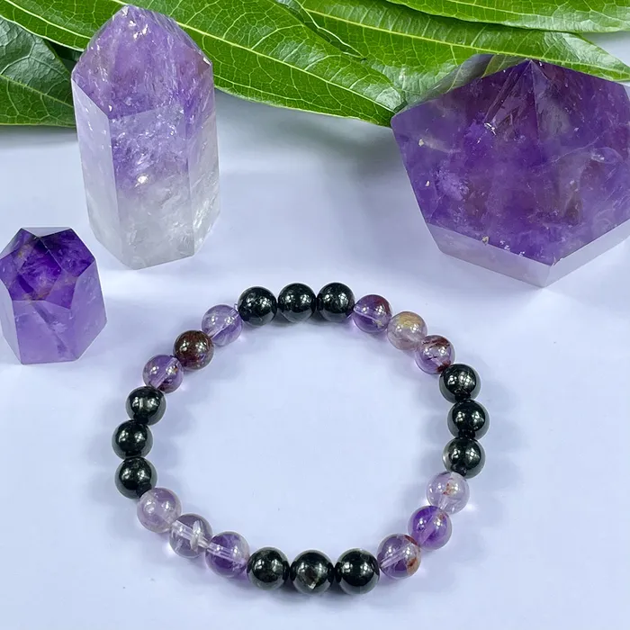Bracelets Super Seven Hypersthene Duo Cosmic 5D Shift Cloak Protection Premium Collection 8mm Stretch Bracelet Lily Rose Jewelry