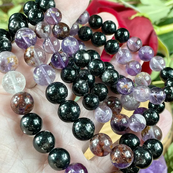Bracelets Super Seven Hypersthene Duo Cosmic 5D Shift Cloak Protection Premium Collection 8mm Stretch Bracelet Lily Rose Jewelry