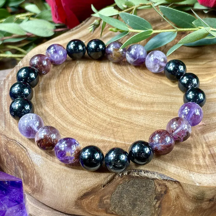 Bracelets Super Seven Hypersthene Duo Cosmic 5D Shift Cloak Protection Premium Collection 8mm Stretch Bracelet Lily Rose Jewelry