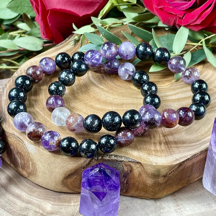 Bracelets Super Seven Hypersthene Duo Cosmic 5D Shift Cloak Protection Premium Collection 8mm Stretch Bracelet Lily Rose Jewelry