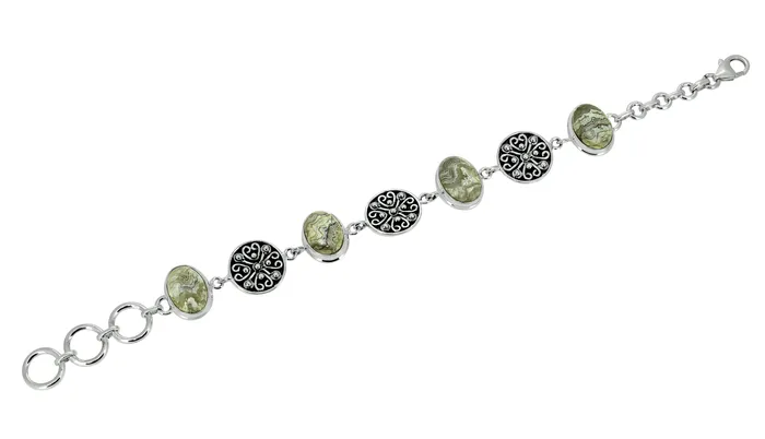 Bracelets YoTreasure Crazy Lace Agate 925 Sterling Silver Chain Bracelet