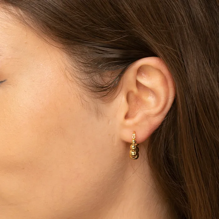 Camile Stone Earrings Asymmetric Ball Hoop Earrings