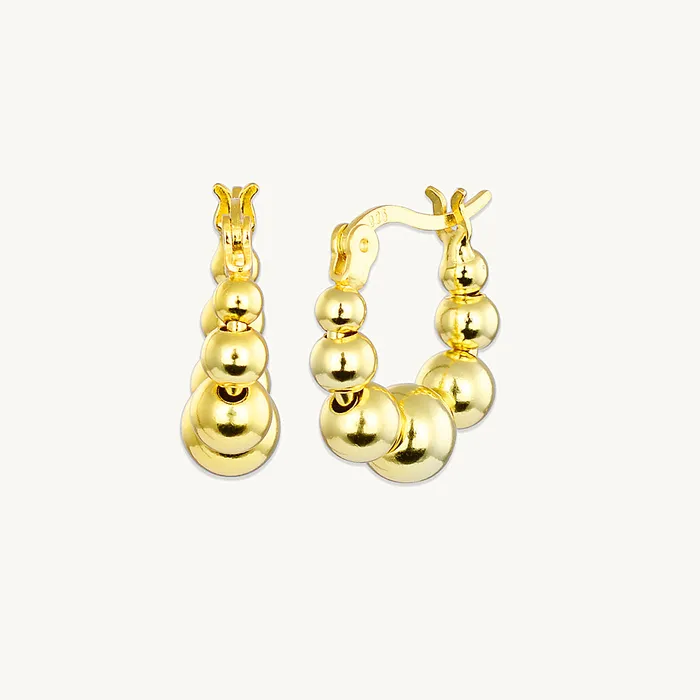 Camile Stone Earrings Asymmetric Ball Hoop Earrings