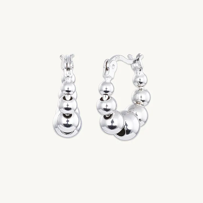 Camile Stone Earrings Asymmetric Ball Hoop Earrings