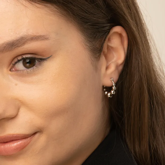 Camile Stone Earrings Asymmetric Ball Hoop Earrings