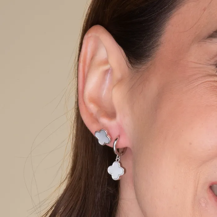 Camile Stone Earrings Clover Mother Of Pearl Stud Earrings