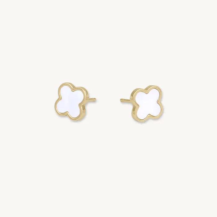 Camile Stone Earrings Clover Mother Of Pearl Stud Earrings
