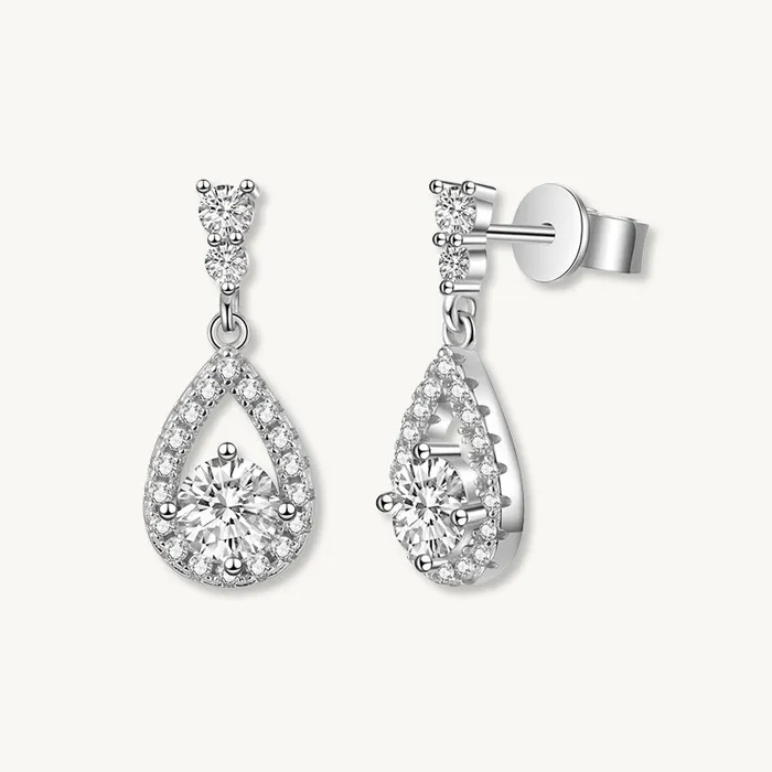 Camile Stone Teardrop Solitaire Moissanite Stud Earrings Earrings