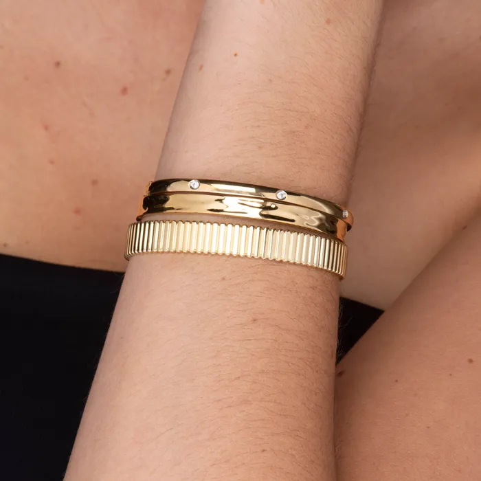 Camile Stone Unisex Ripple Cuff Bangle Bracelet Bracelets