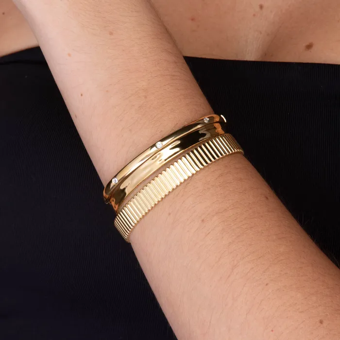 Camile Stone Unisex Ripple Cuff Bangle Bracelet Bracelets