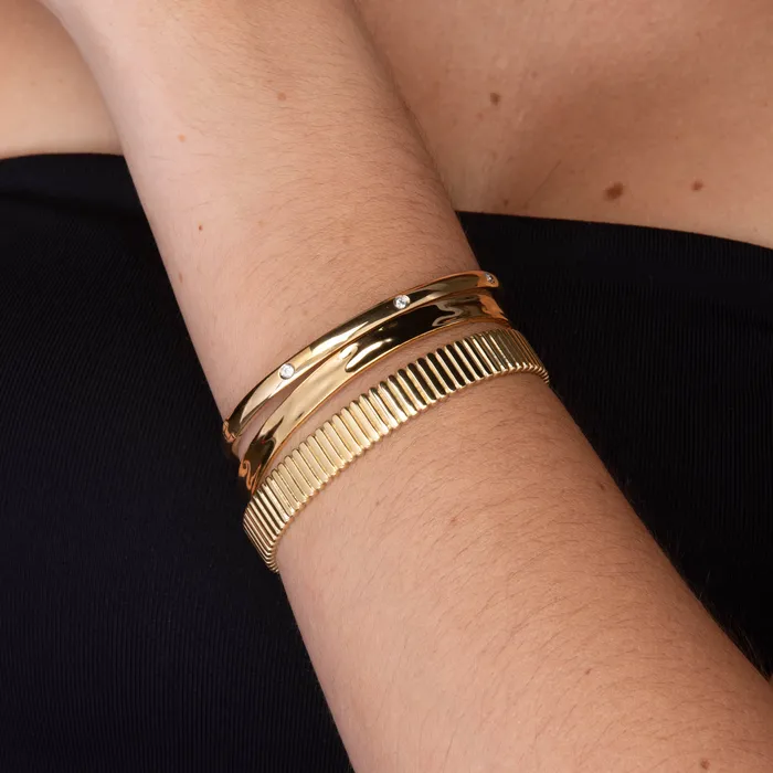 Camile Stone Unisex Ripple Cuff Bangle Bracelet Bracelets