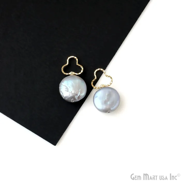 Charm Necklaces Freshwater Baroque Black Pearl Charm Gold Finding Clover Loop 19x14mm 1pair GemMartUSA Charm Necklaces Freshwater Baroque Black Pearl Charm Gold Finding Clover Loop 19x14mm 1pair GemMartUSA