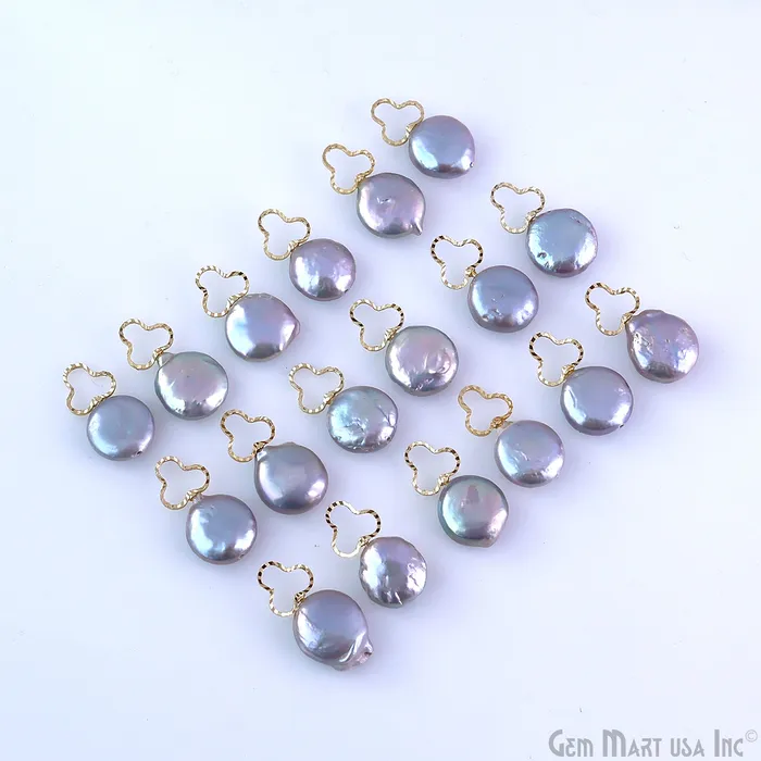 Charm Necklaces Freshwater Baroque Black Pearl Charm Gold Finding Clover Loop 19x14mm 1pair GemMartUSA Charm Necklaces Freshwater Baroque Black Pearl Charm Gold Finding Clover Loop 19x14mm 1pair GemMartUSA