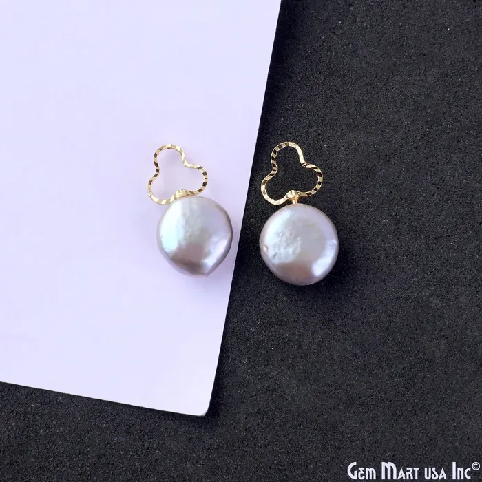Charm Necklaces Freshwater Baroque Black Pearl Charm Gold Finding Clover Loop 19x14mm 1pair GemMartUSA Charm Necklaces Freshwater Baroque Black Pearl Charm Gold Finding Clover Loop 19x14mm 1pair GemMartUSA
